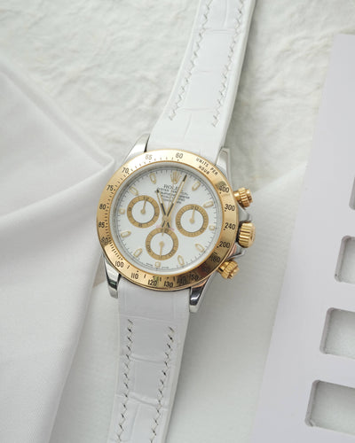 Bespoke Watch Strap in White Crocodile