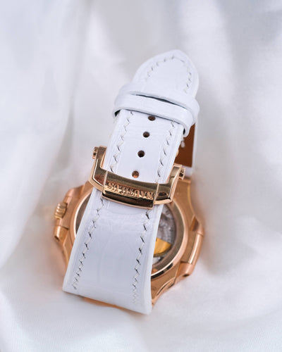Bespoke Watch Strap in White Crocodile