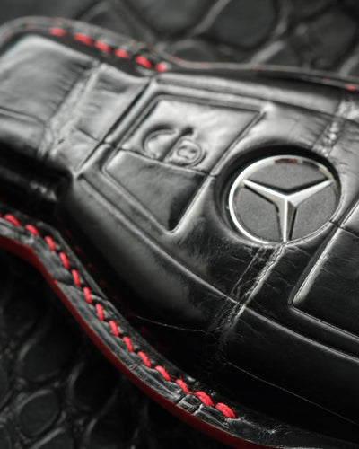 Bespoke Key Fob Covers in Black Nappa & Crocodile